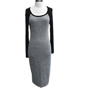 Love Culture Women's Long Sleeved Midi Dress Gray Black Lightweight Size M